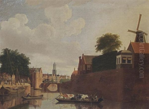 Utrecht: A View Of The Weerdport With The Domtoren Beyond Oil Painting by Hendrik Keun