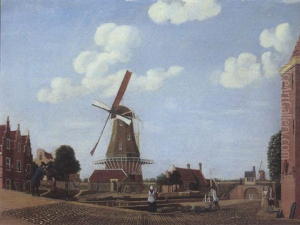 The Sloterdijk Bastion, Amsterdam, With The Mill De Kraay, The Bullebaksluis And The Lijnbaan Oil Painting by Hendrik Keun