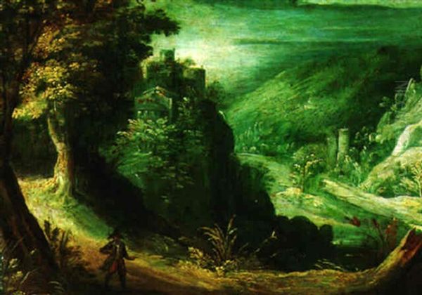 A Mountainous Landscape Oil Painting by Kerstiaen de Keuninck