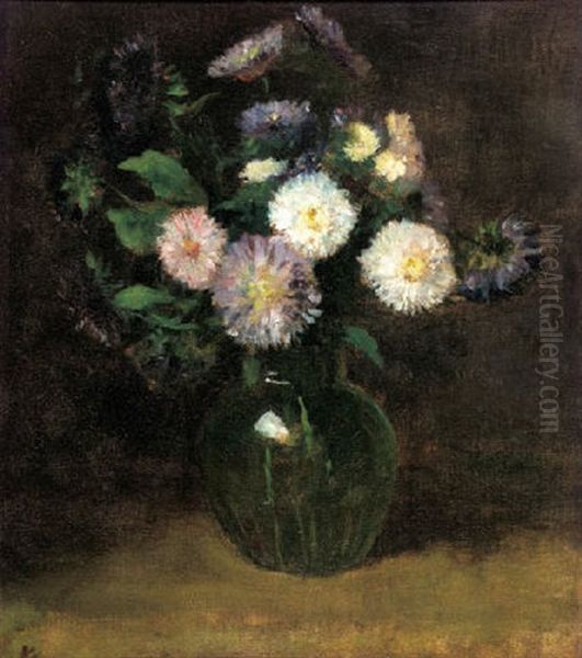 A Still Life With Asters Oil Painting by Jacob Simon Hendrik Kever