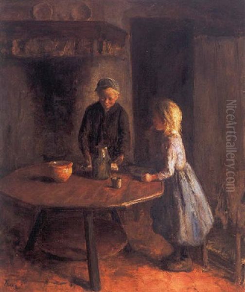 Kinderen In Een Interieur Oil Painting by Jacob Simon Hendrik Kever