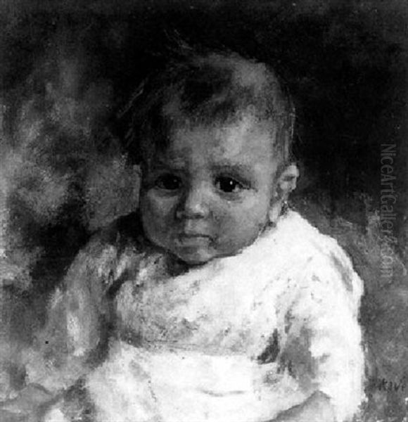 A Portrait Of A Baby Oil Painting by Jacob Simon Hendrik Kever