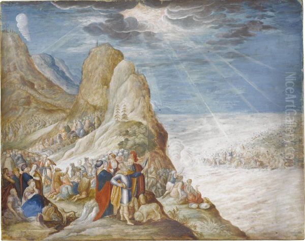 Pharaoh And The Egyptian Army Engulfed By The Redsea Oil Painting by Johann Wilhelm Baur