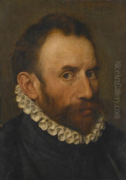 Portrait Of A Gentleman, Half-length, Wearing A White Ruff Oil Painting by Adriaen Thomasz Key