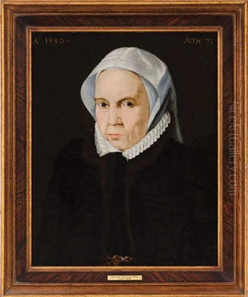 Portrait Of A Lady In Fur Trimmed Jacket And Ruff Oil Painting by Adriaen Thomasz Key