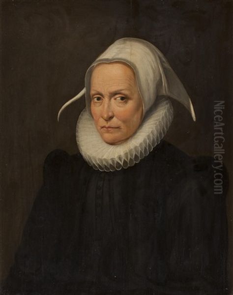 Portrait Of A Lady In A White Cap Oil Painting by Adriaen Thomasz Key