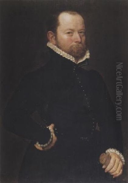 Bildnis Eines Herrn In Schwarzer Jacke Oil Painting by Adriaen Thomasz Key