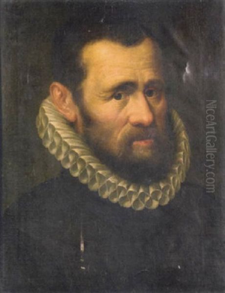 Portrait Of A Man In A Black Coat And Ruff Oil Painting by Adriaen Thomasz Key