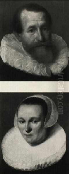 Portraits Of A Man And A Lady Oil Painting by Adriaen Thomasz Key