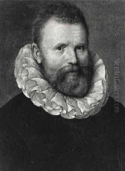 Portrait D'homme Barbu A La Fraise Oil Painting by Adriaen Thomasz Key