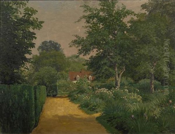 Sunlight On A Garden Path Oil Painting by John Ross Key