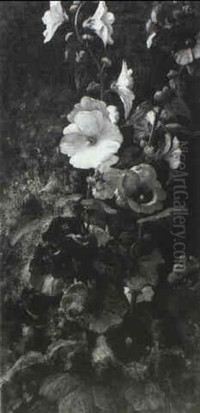 Hollyhocks Oil Painting by John Ross Key