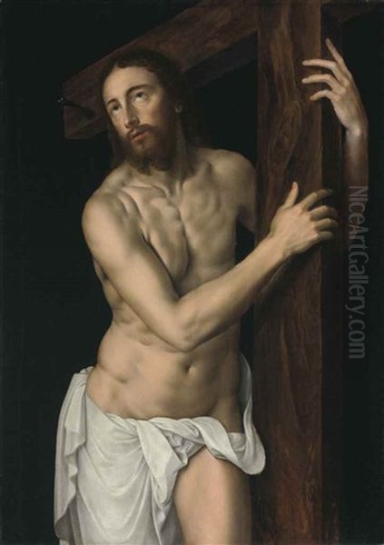 Christ The Redeemer Holding The Cross Oil Painting by Willem Key