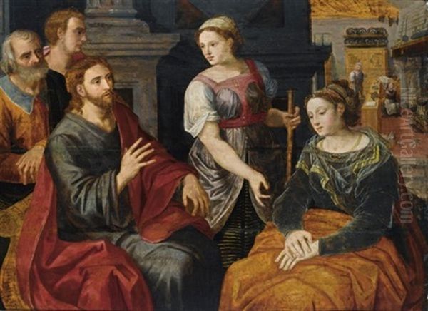 Christ In The House Of Martha And Mary Oil Painting by Willem Key