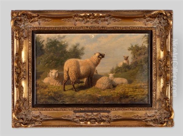 Flock Of Sheep Oil Painting by Friedrich Wilhelm Keyl