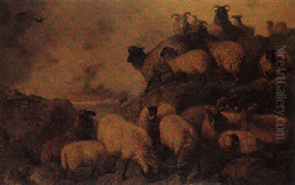 Sheep In The Highlands Oil Painting by Friedrich Wilhelm Keyl