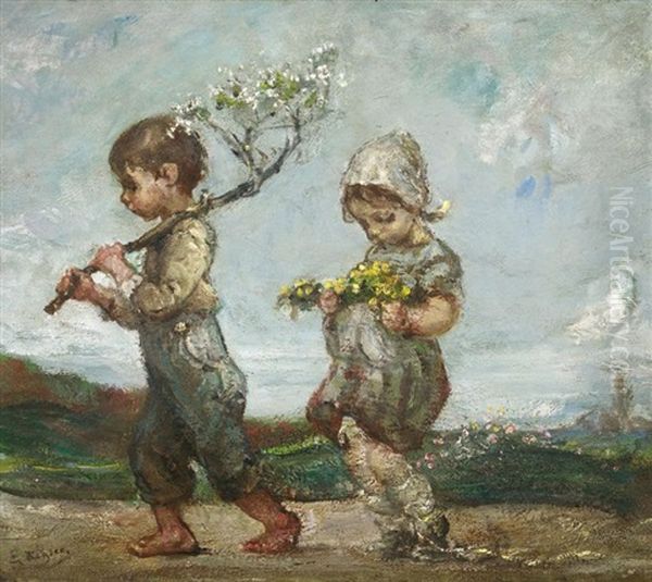 Fruhlingserwachen Oil Painting by Emil Keyser