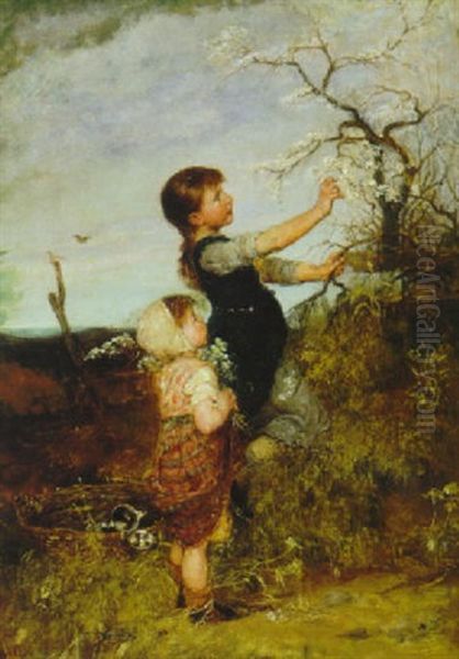 Picking Flowers Oil Painting by Emil Keyser