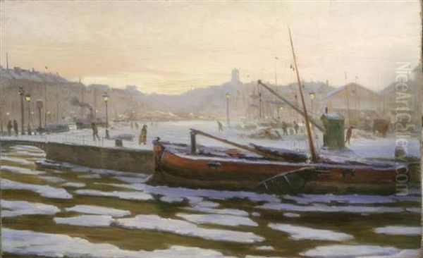 Winter, Bordeaux Oil Painting by Albert Baure