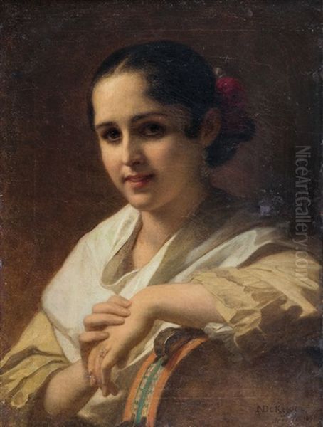 Ritratto Di Ragazza Spagnola Oil Painting by Nicaise de Keyser