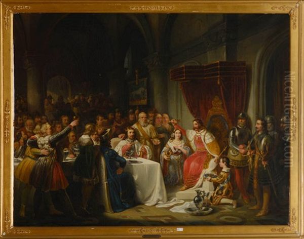 Le Couronnement De La Reine Jeanne De Bourbon Par Charles V Oil Painting by Nicaise de Keyser