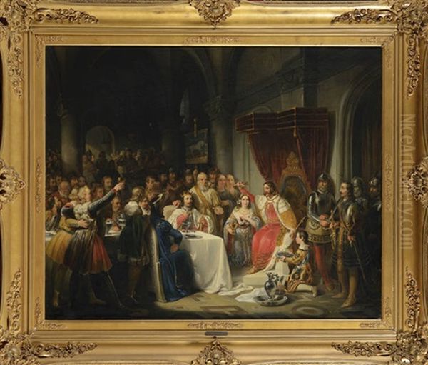 Le Couronnement De La Reine Jeanne De Bourbon Par Charles V Oil Painting by Nicaise de Keyser