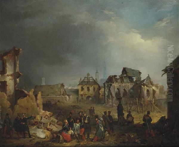 After The Bombardment Of Antwerp In Oil Painting by Nicaise de Keyser