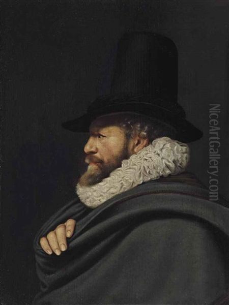 Portrait Of A Gentleman, Bust-length Oil Painting by Thomas De Keyser