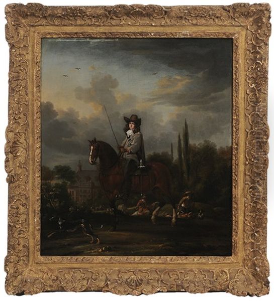 Sporting Scene With A Nobleman On Horseback, Said To Be Signeur De Moorseween Oil Painting by Thomas De Keyser