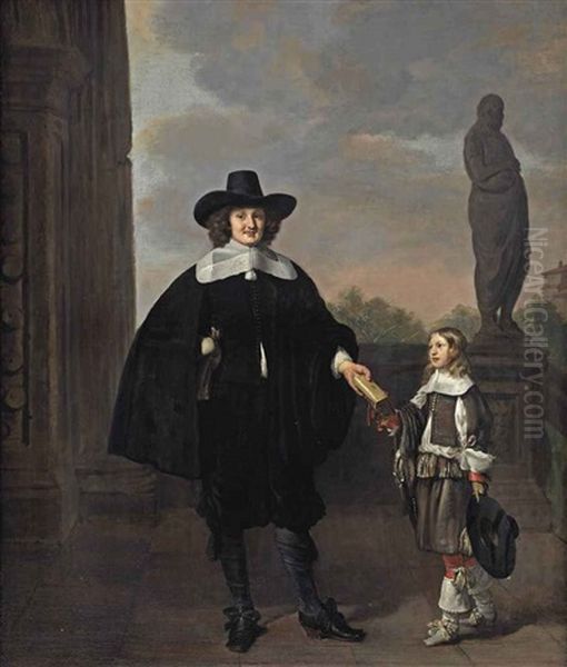 Portrait Of Frederick Van Velthuysen (d. 1658) And His Son Dirck (1651-1716), Oil Painting by Thomas De Keyser