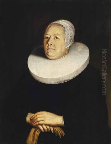 Brustportrat Einer Patrizierfrau Mit Muhlsteinkragen Oil Painting by Thomas De Keyser