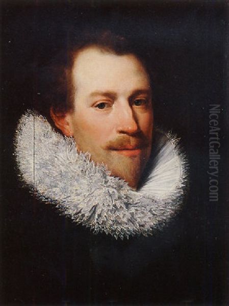 Portrait Of A Gentleman Wearing A Black Tunic And A White Ruff Oil Painting by Thomas De Keyser