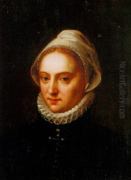 A Portrait Of A Lady With A Ruff And Bonnet Oil Painting by Thomas De Keyser