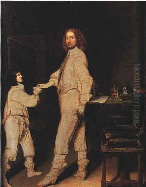 Portrait D'un Homme Recevant Un Pli Dans Un Interieur: Le Jeune Messager Oil Painting by Thomas De Keyser