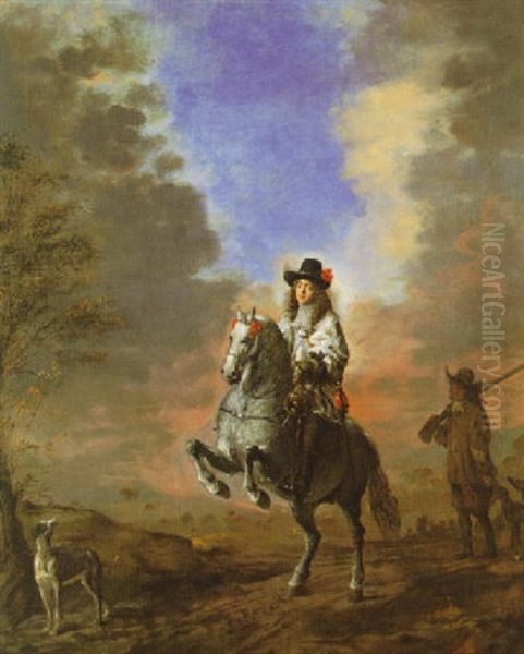 Equestrian Portrait Of A Man With A Page Oil Painting by Thomas De Keyser