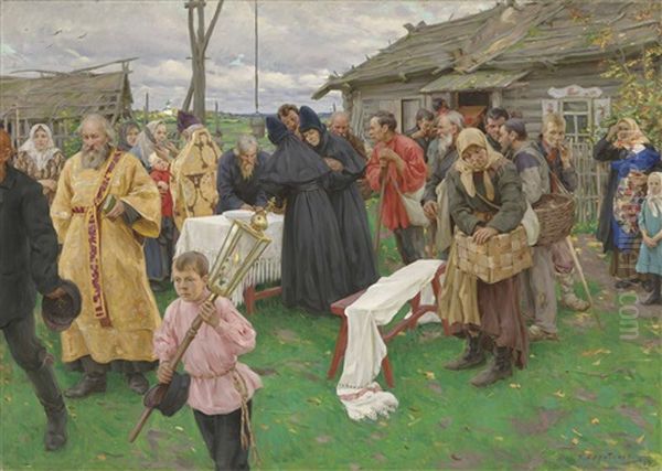 Country Gathering Oil Painting by Nikolai Vasilievich Kharitonov