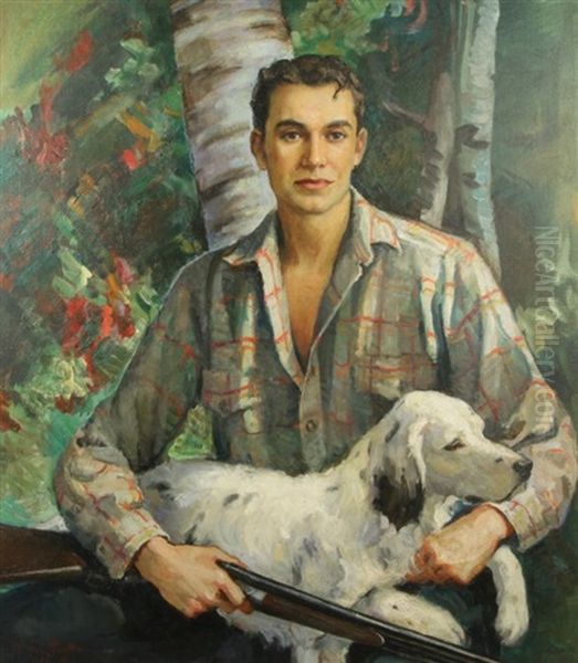 Hunter With A Dog Oil Painting by Nikolai Vasilievich Kharitonov