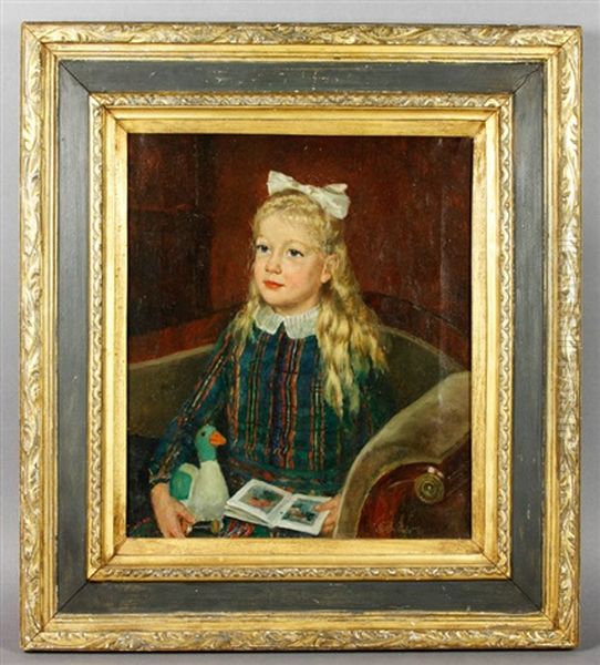 Girl With Toy Oil Painting by Nikolai Vasilievich Kharitonov