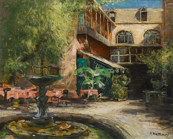 By The Fountain Oil Painting by Nikolai Vasilievich Kharitonov