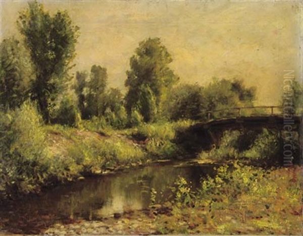 A Rural Landscape With A Bridge Oil Painting by Nikolai Vasilievich Kharitonov