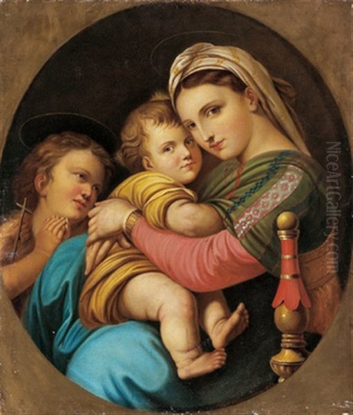 Madonna Della Sedia (after Raphael) Oil Painting by Josef Khoor