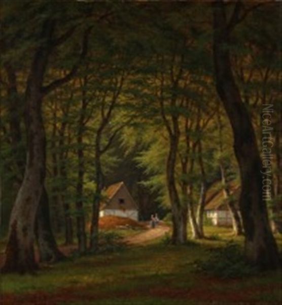 I Frederiksdals Skov Oil Painting by Frederik Christian Jacobsen Kiaerskou