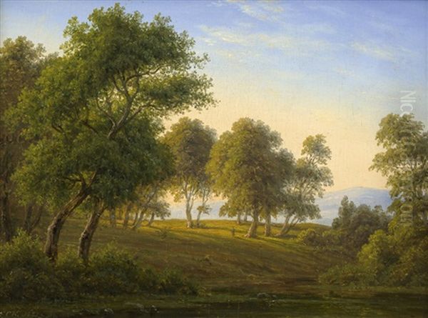 Bayrische Sommerlandschaft Mit Einem Jager Oil Painting by Frederik Christian Jacobsen Kiaerskou