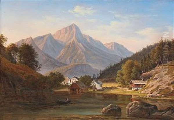 Konigssee Oil Painting by Frederik Christian Jacobsen Kiaerskou