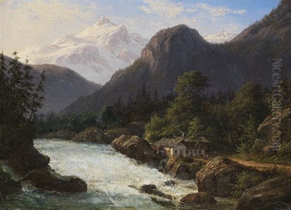 Tiroler Berge Oil Painting by Frederik Christian Jacobsen Kiaerskou