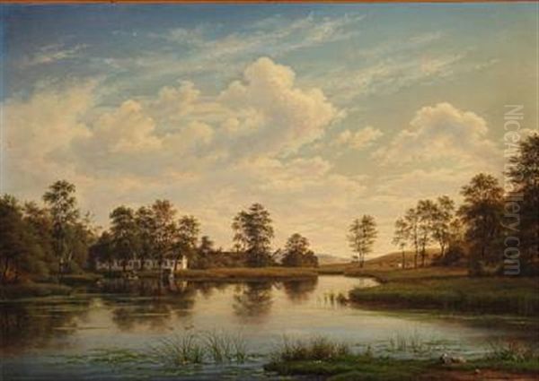 Danish Summer Idyll Oil Painting by Frederik Christian Jacobsen Kiaerskou