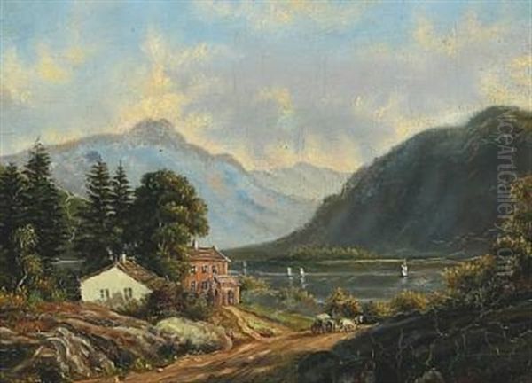 Mountainscape Oil Painting by Frederik Christian Jacobsen Kiaerskou