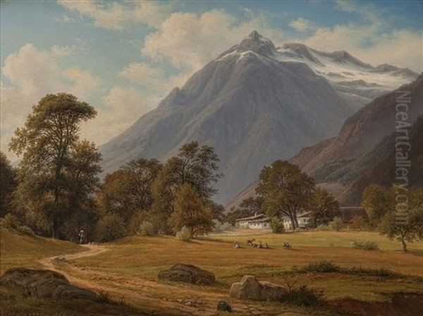 Parti Fra Tyrol Oil Painting by Frederik Christian Jacobsen Kiaerskou