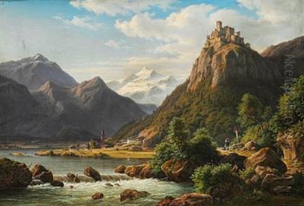 Hohen-eppan I Tyrol. Tidlig Formiddag Oil Painting by Frederik Christian Jacobsen Kiaerskou