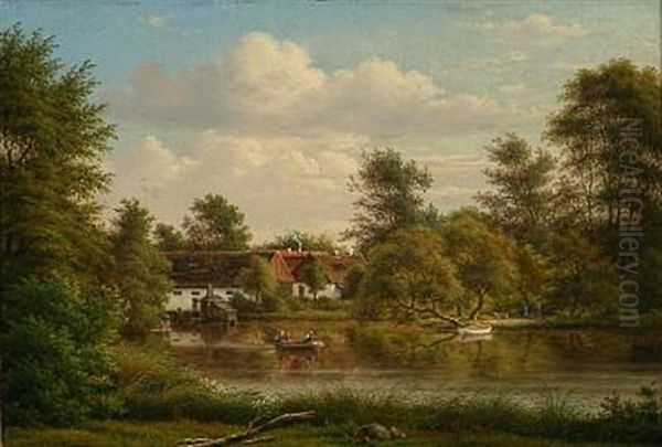 Molledammen I Lyngby Oil Painting by Frederik Christian Jacobsen Kiaerskou